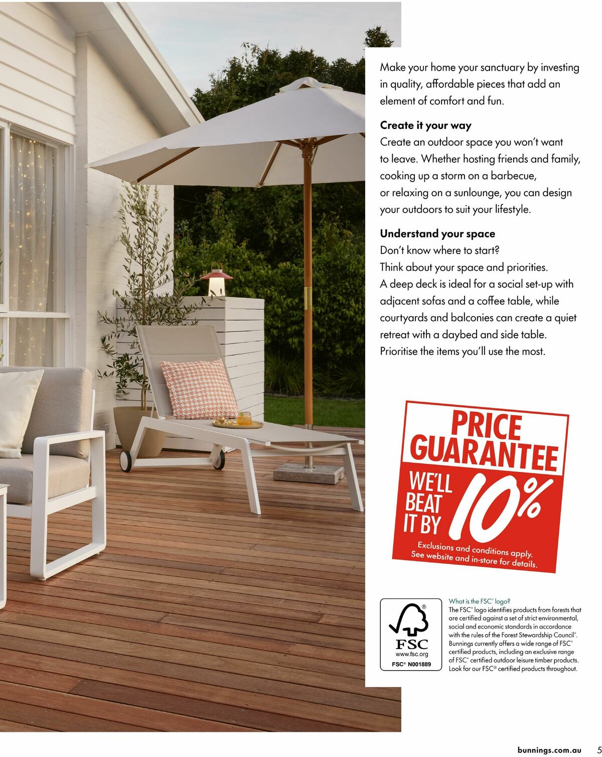 Bunnings Warehouse Outdoor Living Range Book Catalogues from 3 September