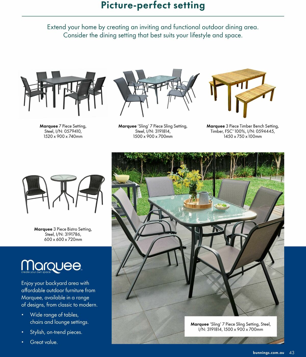 Bunnings Warehouse Outdoor Living Range Book Catalogues from 3 September