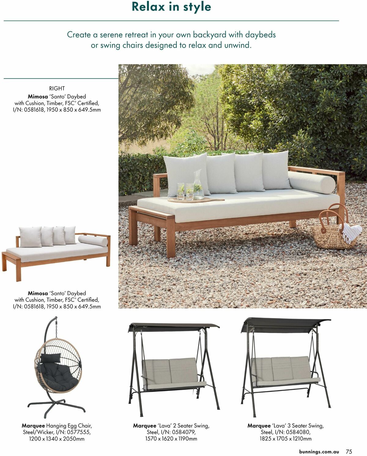 Bunnings Warehouse Outdoor Living Range Book Catalogues from 3 September