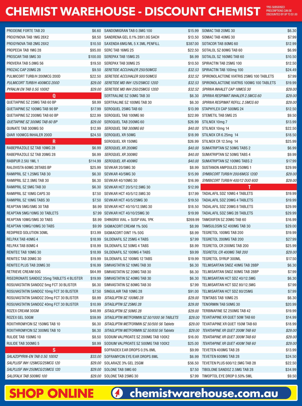 Chemist Warehouse Discounted! Prescriptions Catalogues from 2 August