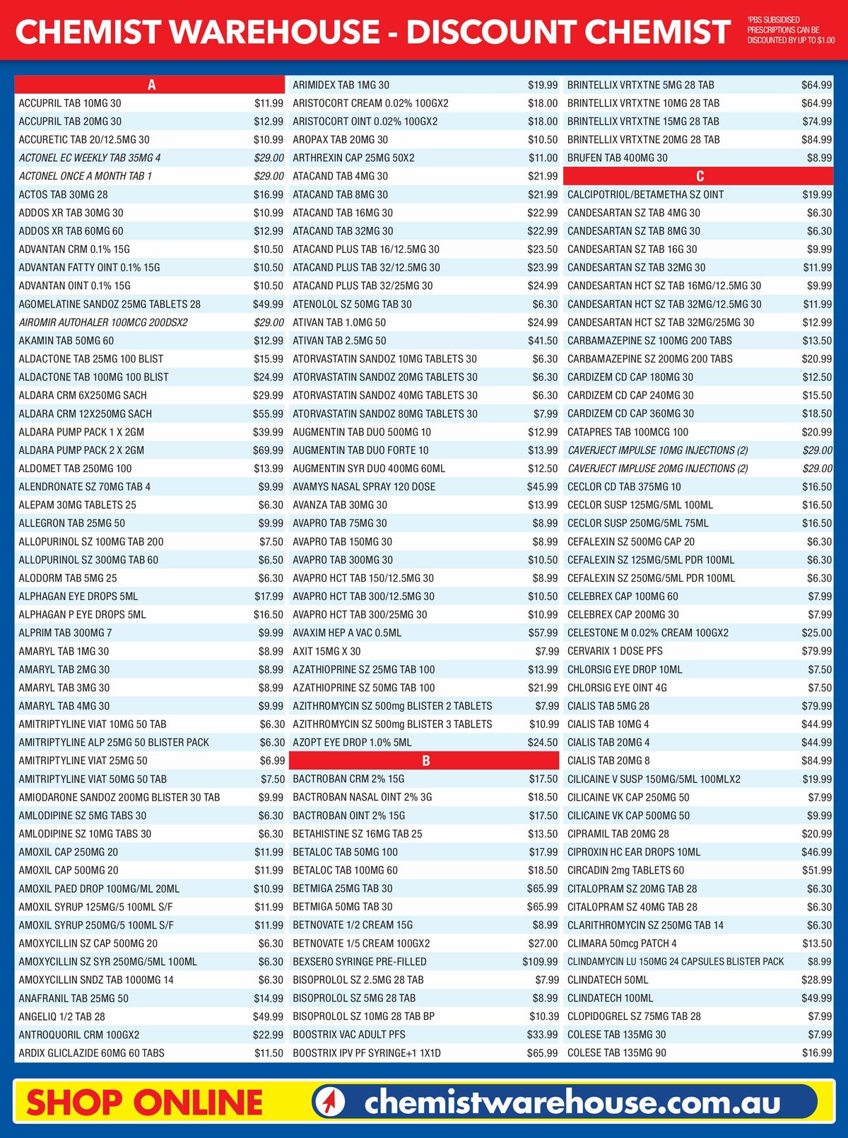 Chemist Warehouse Discounted! Prescriptions Catalogues from 2 August