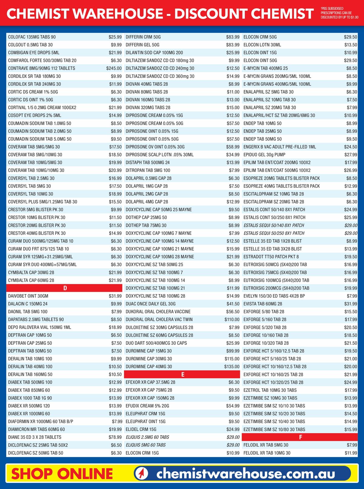 Chemist Warehouse Discounted! Prescriptions Catalogues from 2 August