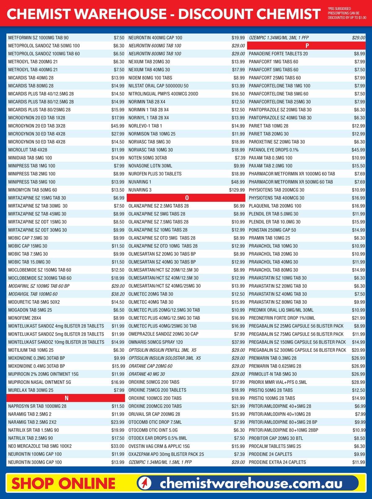 Chemist Warehouse Discounted! Prescriptions Catalogues from 2 August