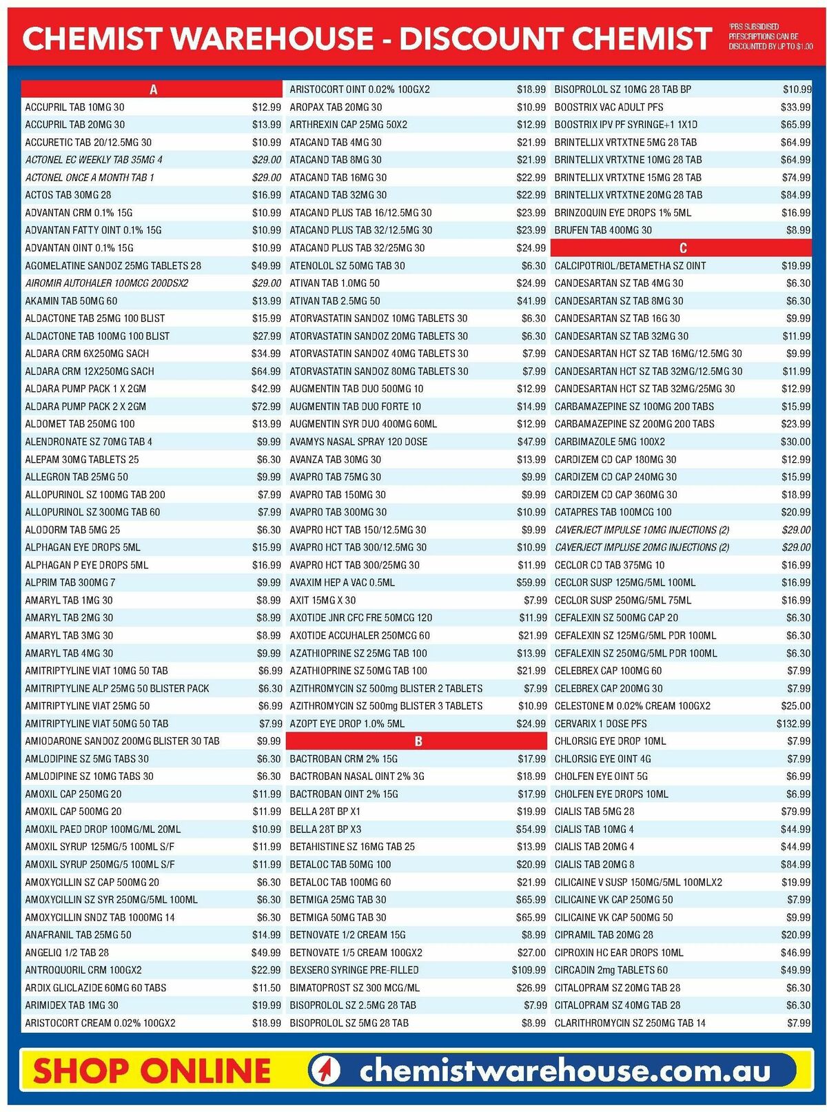 Chemist Warehouse Discounted! Prescriptions Catalogues from 22 November