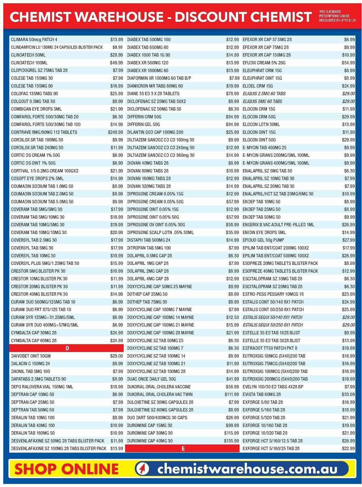 Chemist Warehouse Discounted! Prescriptions Catalogues from 22 November