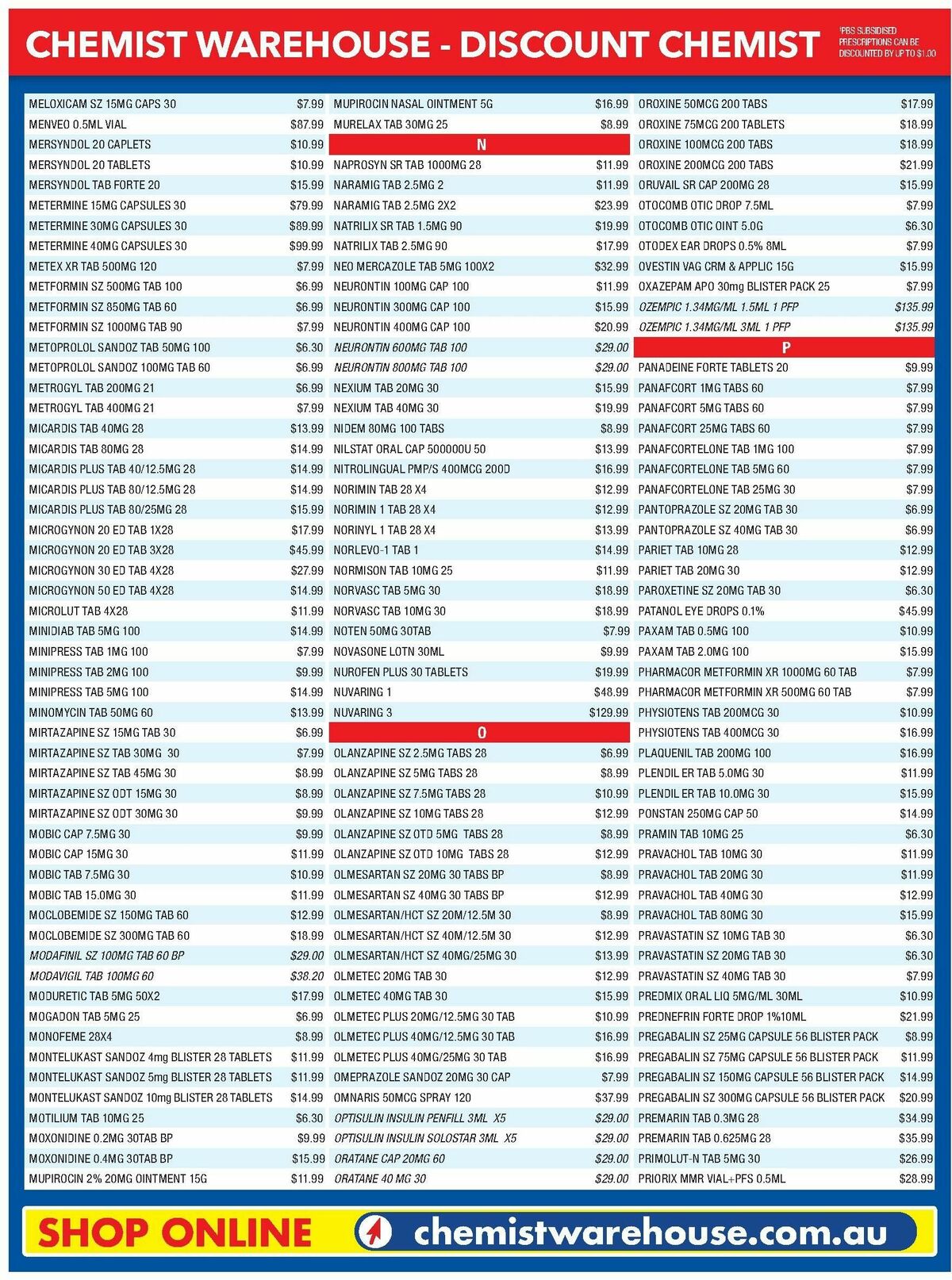 Chemist Warehouse Discounted! Prescriptions Catalogues from 22 November