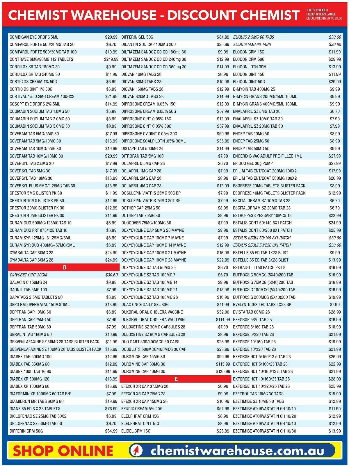 Chemist Warehouse Discounted! Prescriptions Catalogues from 22 April