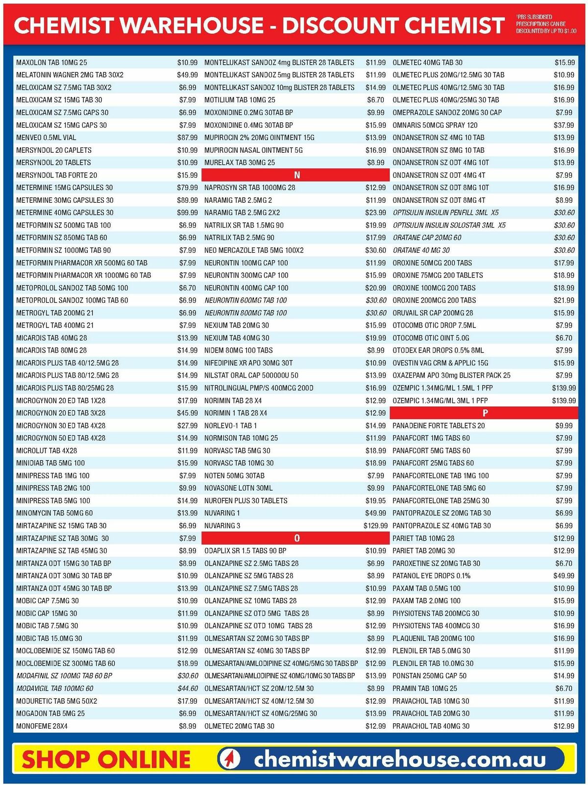 Chemist Warehouse Discounted! Prescriptions Catalogues from 22 April