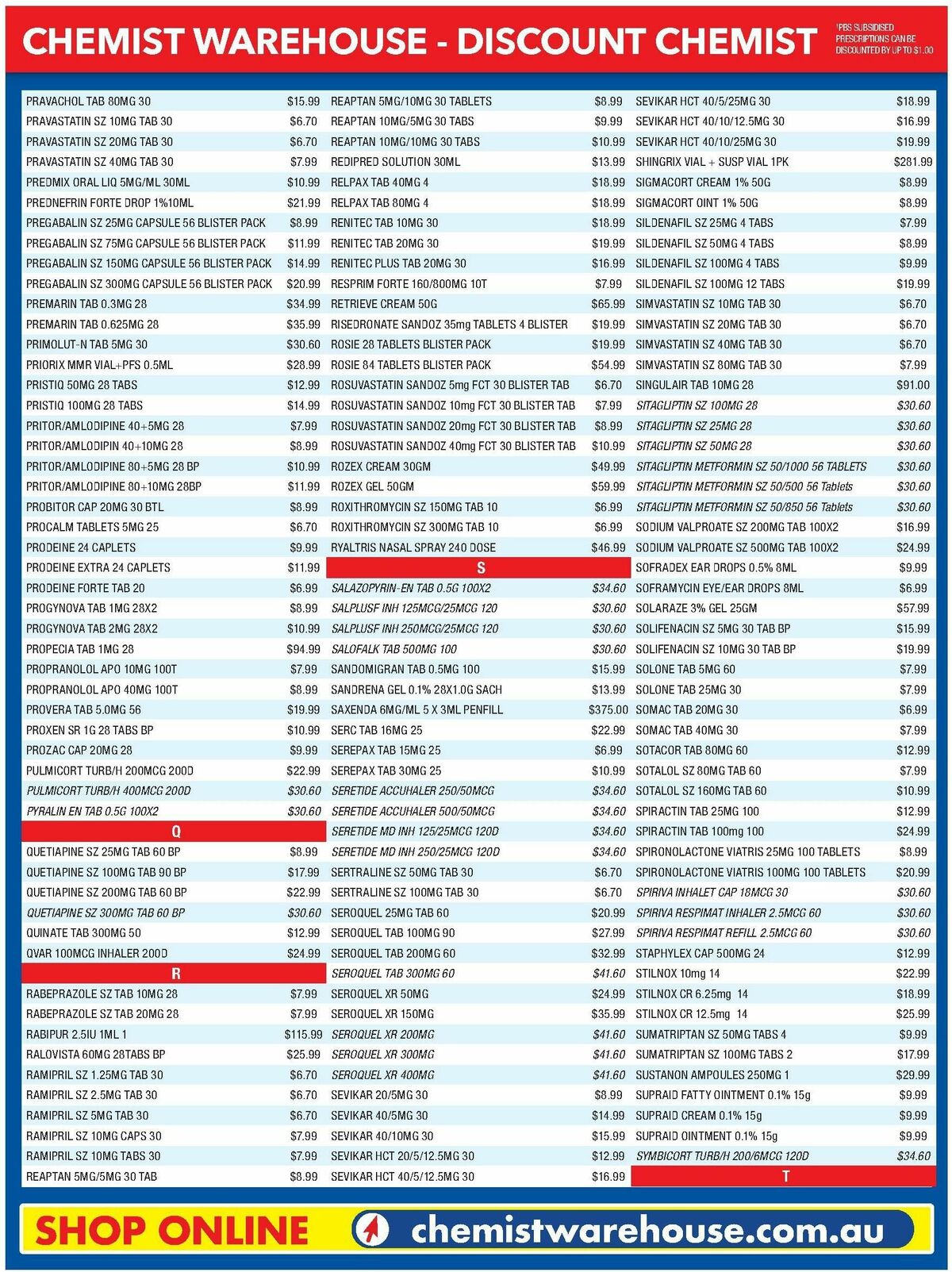 Chemist Warehouse Discounted! Prescriptions Catalogues from 30 September