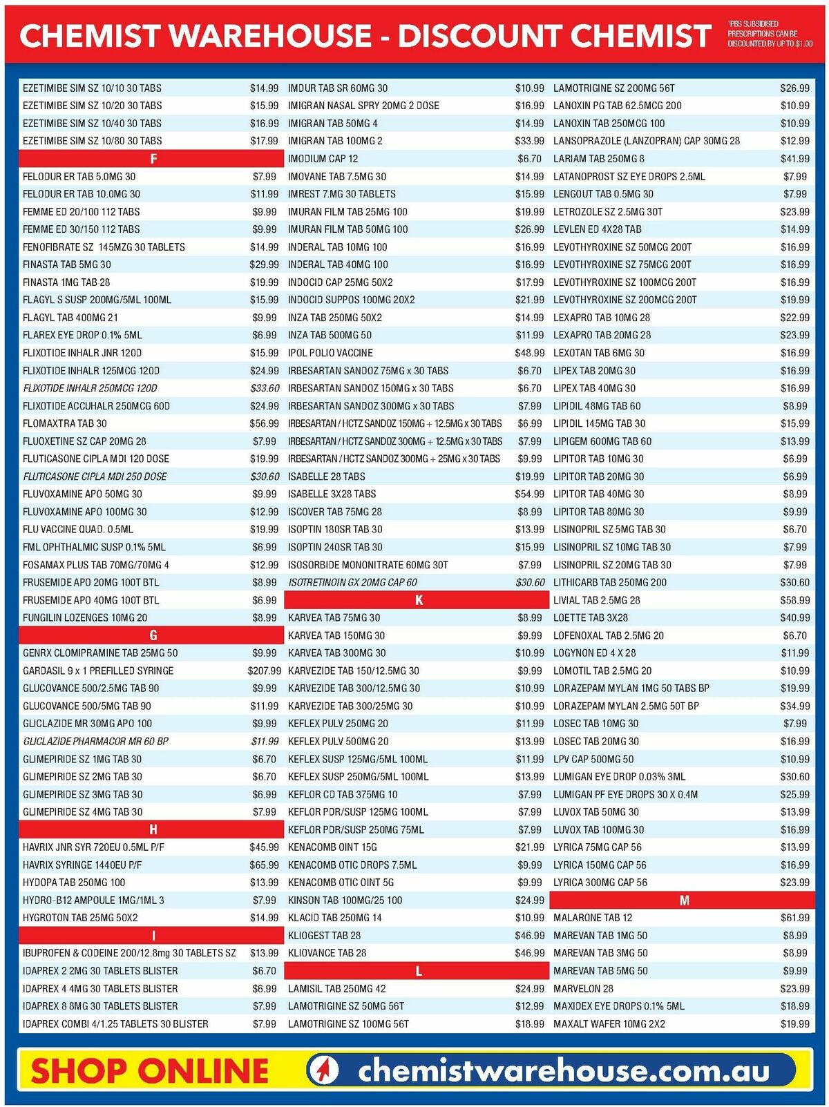 Chemist Warehouse Discounted! Prescriptions Catalogues from 30 September