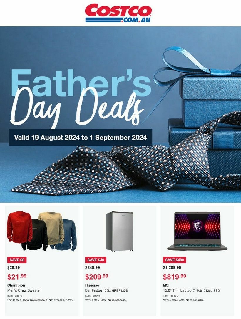 Costco Father's Day Catalogues from 19 August