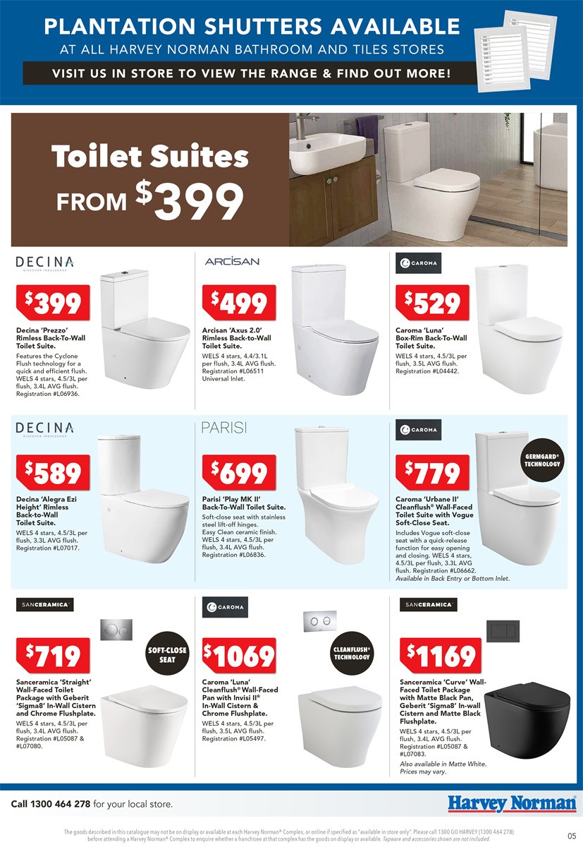 Harvey Norman Bathroom and Tiles Catalogues from 5 April