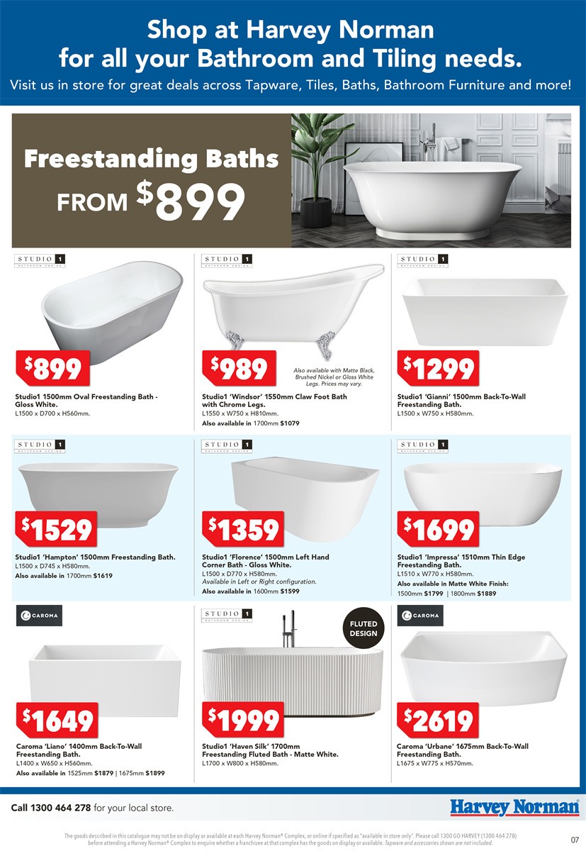 Harvey Norman Bathroom and Tiles Catalogues from 5 April