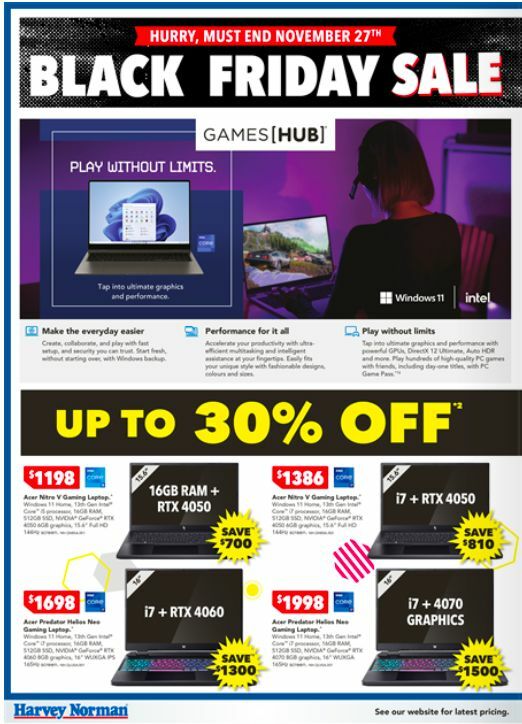 Harvey Norman Computers Black Friday Catalogues from 20 November