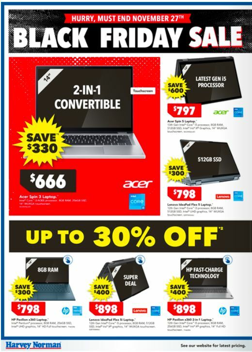 Harvey Norman Computers Black Friday Catalogues from 20 November