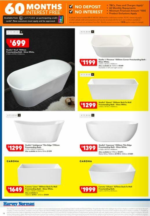 Harvey Norman Bathrooms Clearance Catalogues from 25 December