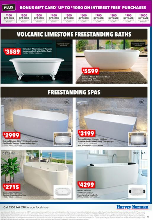 Harvey Norman Bathrooms Clearance Catalogues from 25 December