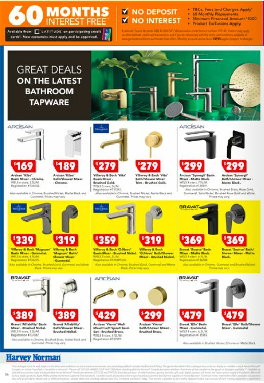 Harvey Norman Bathrooms Clearance Catalogues from 25 December