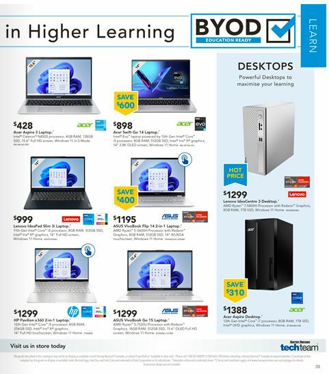 Harvey Norman Back to School Computers Catalogues from 23 January