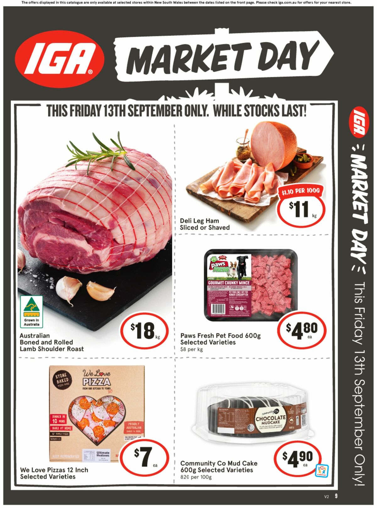 IGA Market Day – 1 day sale only Catalogues from 13 September