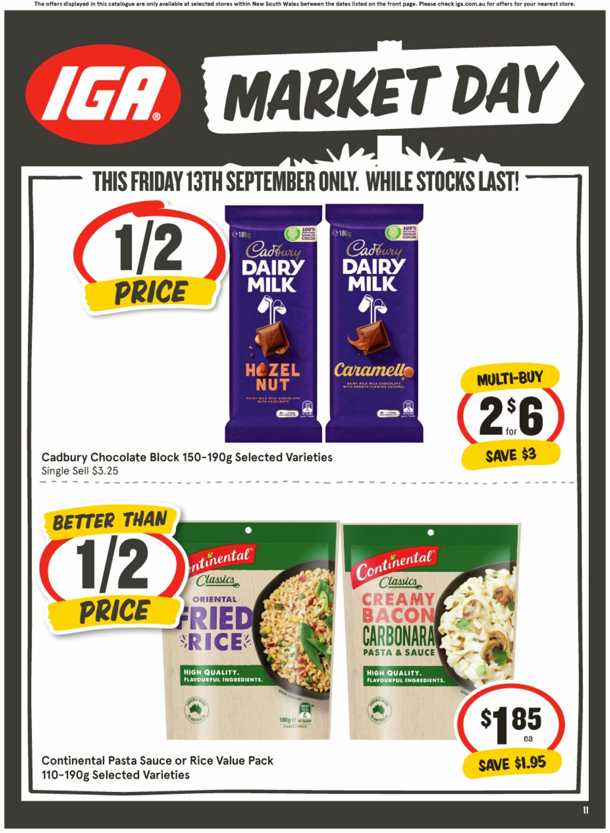 IGA Market Day – 1 day sale only Catalogues from 13 September