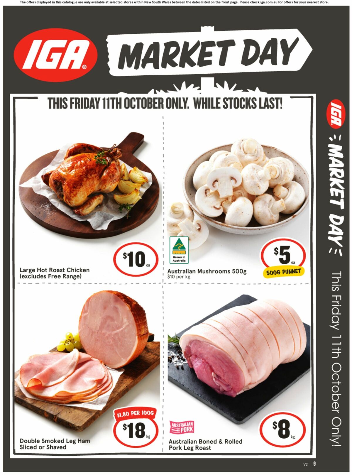 IGA Market Day – 1 day sale only Catalogues from 11 October