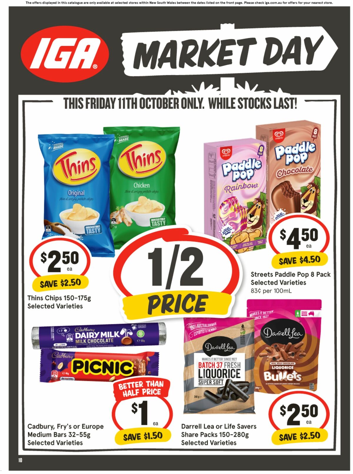 IGA Market Day – 1 day sale only Catalogues from 11 October