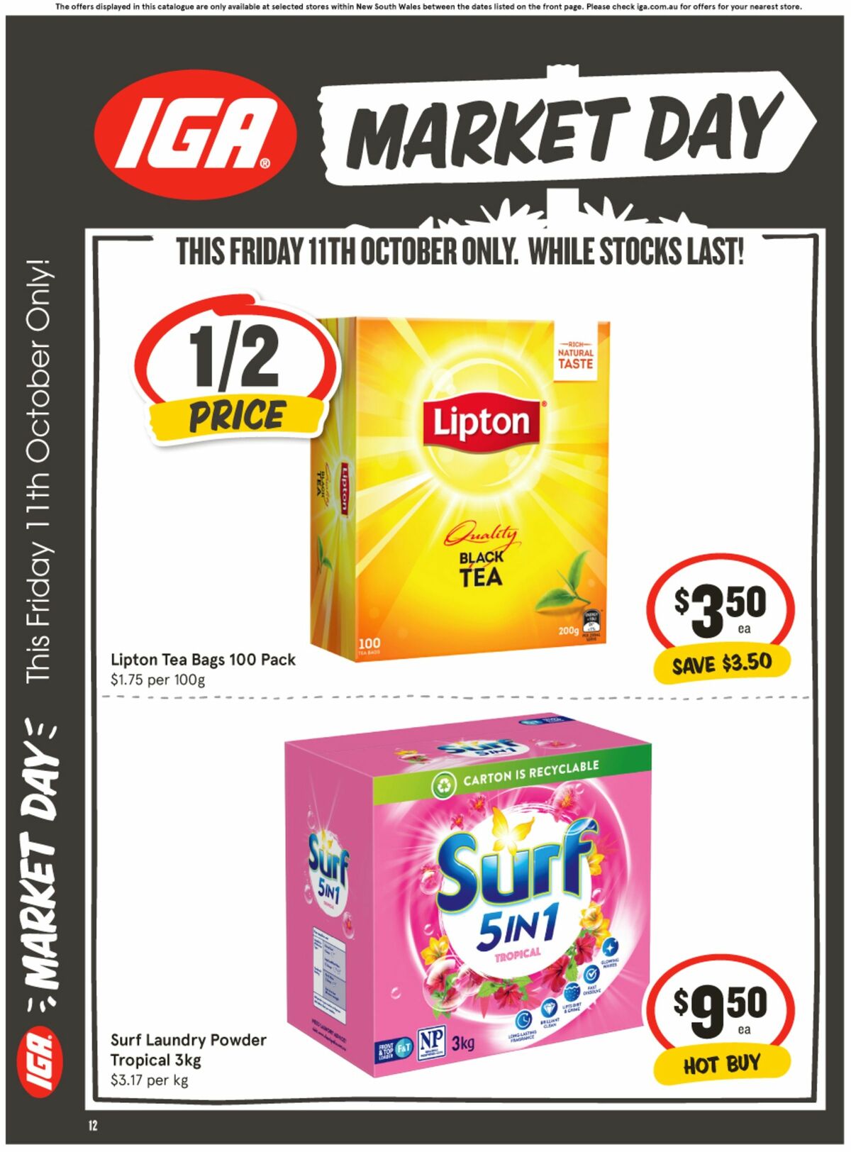 IGA Market Day – 1 day sale only Catalogues from 11 October