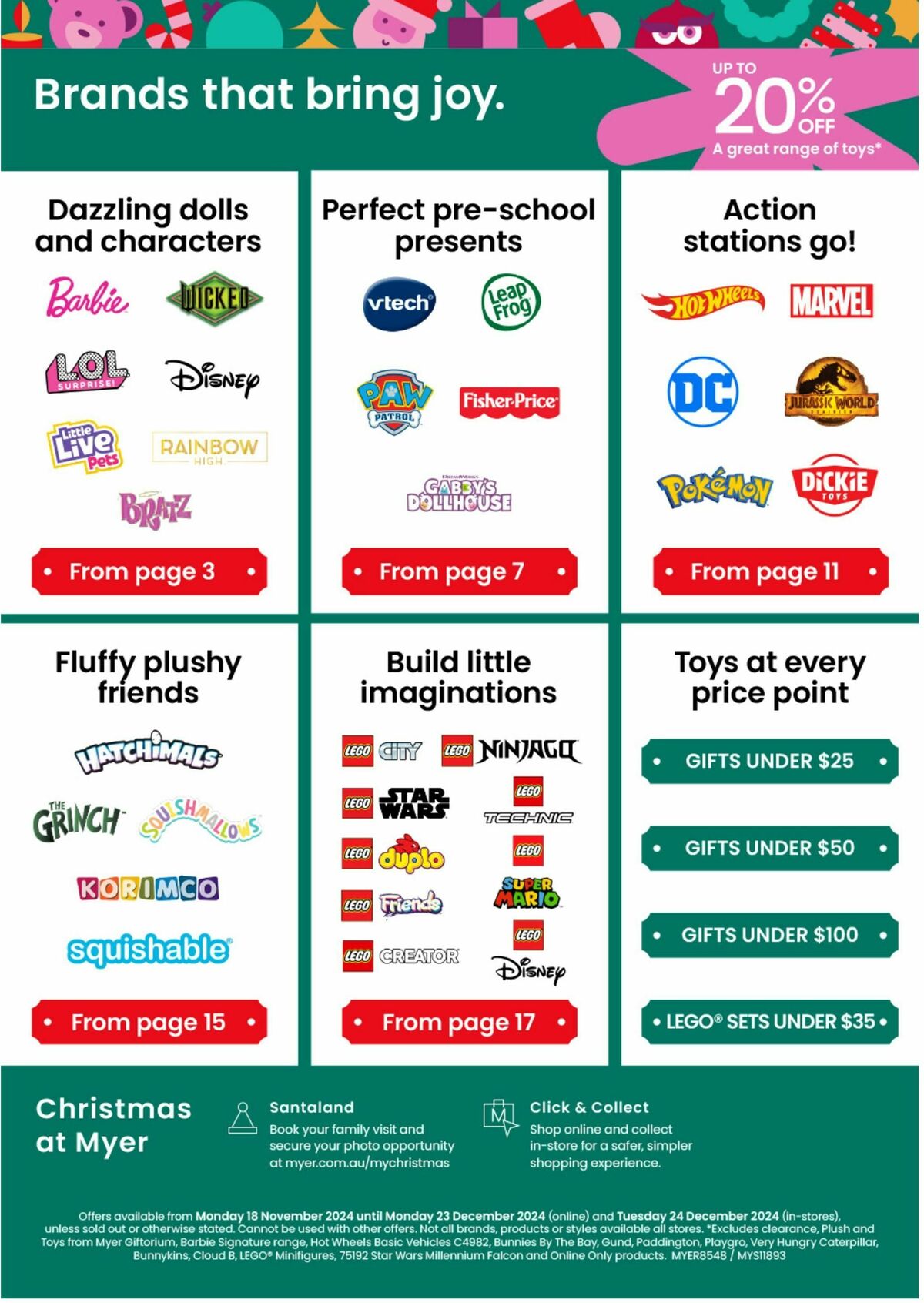 Myer Christmas Toys Catalogues from 18 November