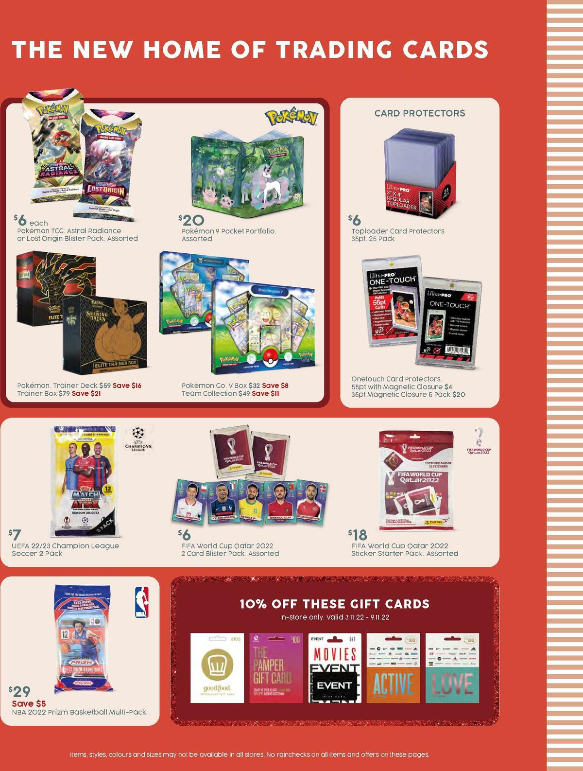 Target Catalogues from 3 November