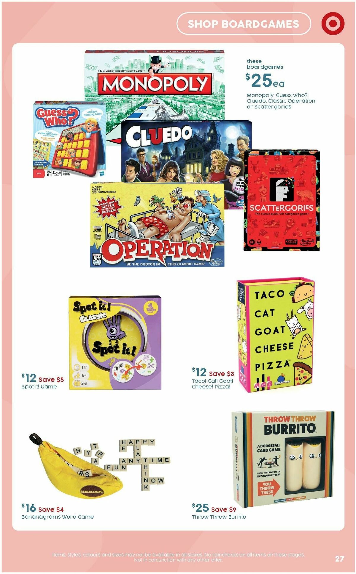 Target Catalogues from 27 June