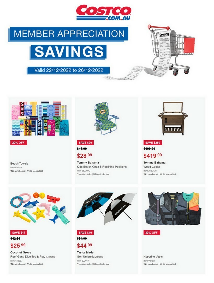 Costco Member Appreciation savings Catalogues & Specials from 22 December