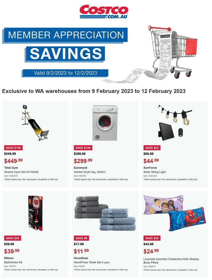 Costco Member Appreciation savings Catalogues & Specials from 9 February