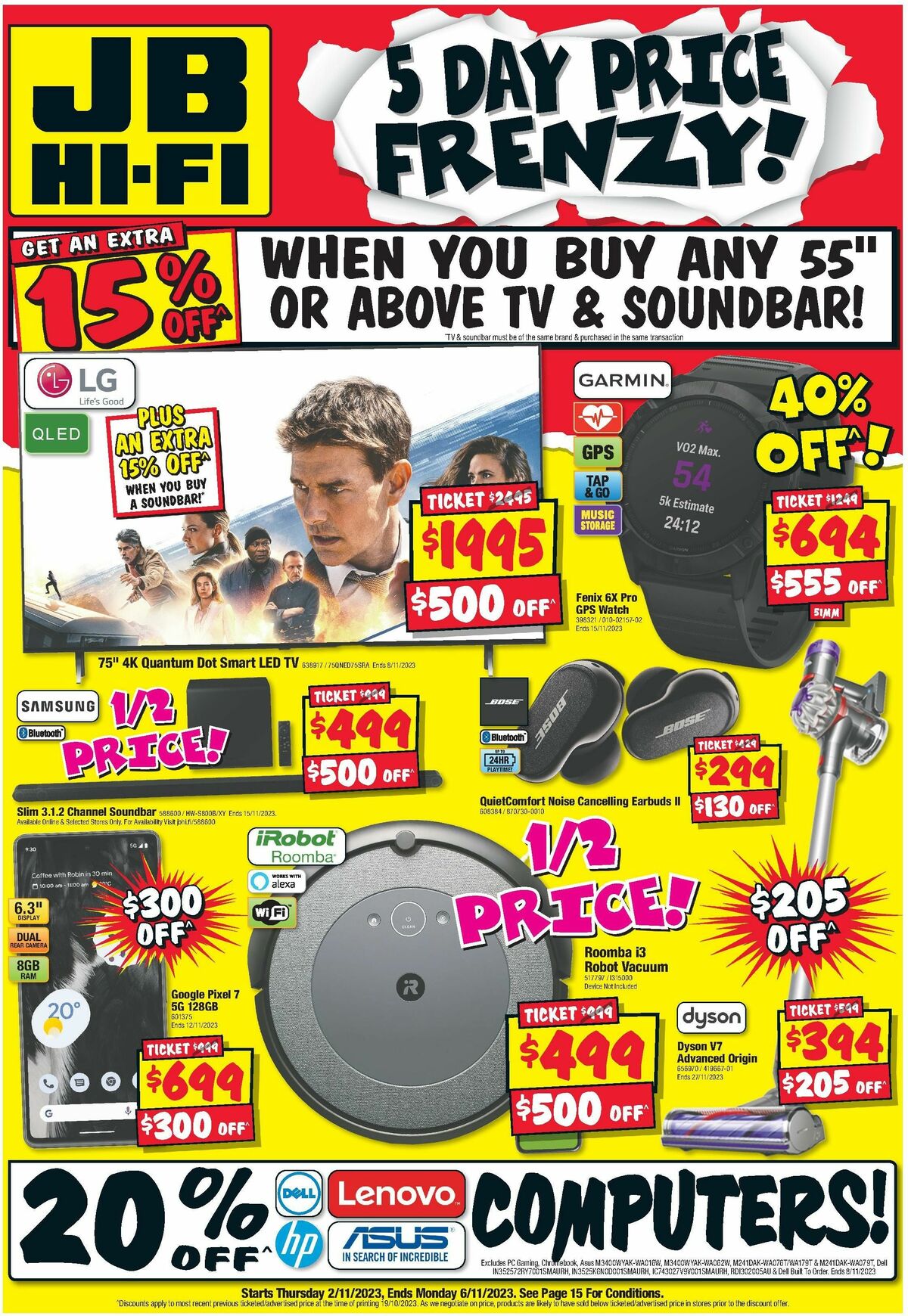 JB HiFi 5 Day Price Frenzy from 2 November